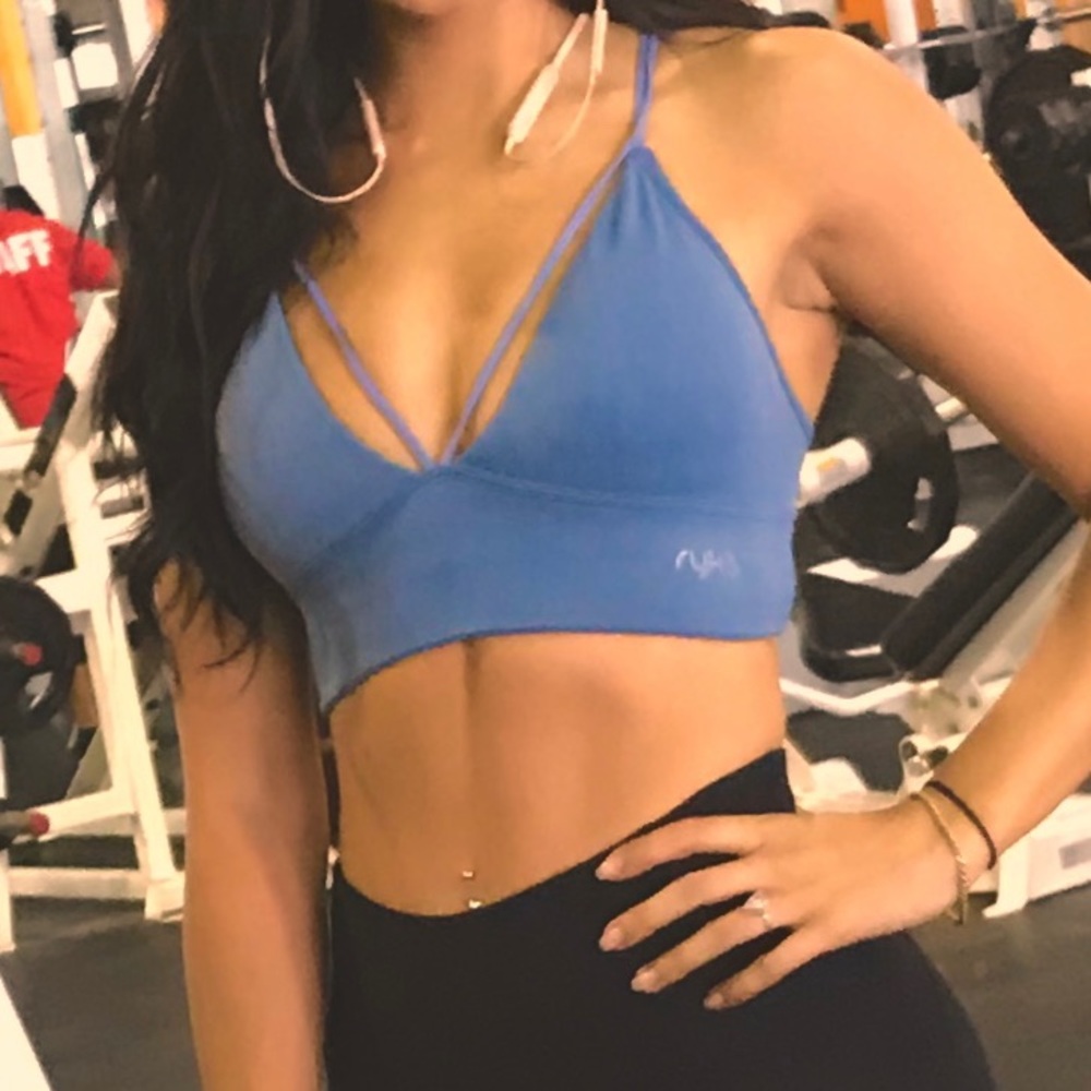 Blue Strappy Sports Bra